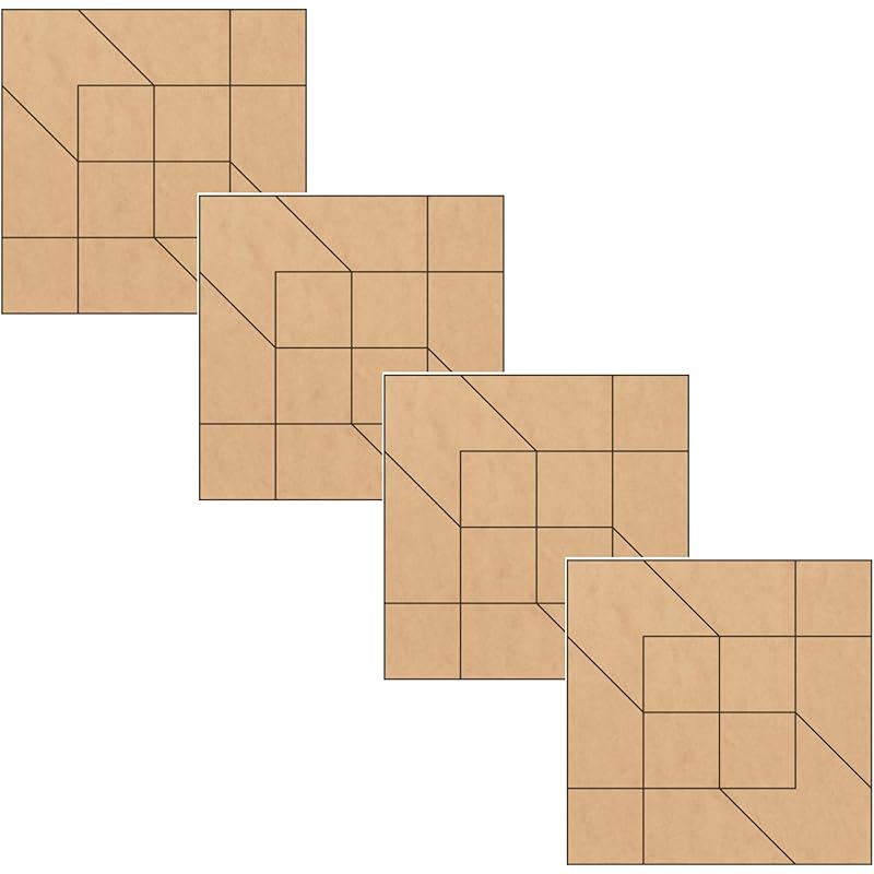 Mini Unfinished Barn Quilt Square Wooden Sign, Small Country Decor Canvas Quilts Blocks Bulk Set of 4 (3 inches, Road to Oklahoma)