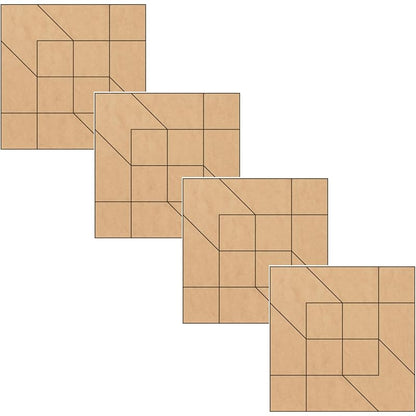 Mini Unfinished Barn Quilt Square Wooden Sign, Small Country Decor Canvas Quilts Blocks Bulk Set of 4 (3 inches, Road to Oklahoma)