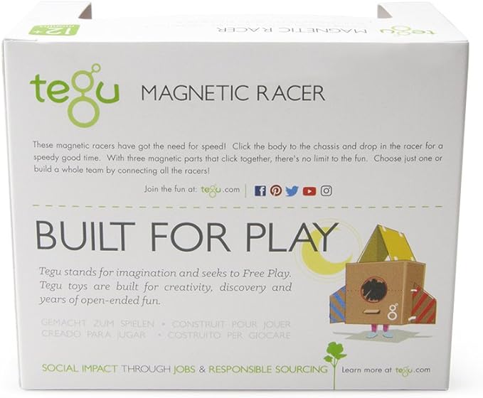 3 Piece Tegu Magnetic Racer Building Block Set, Yellow Big Top