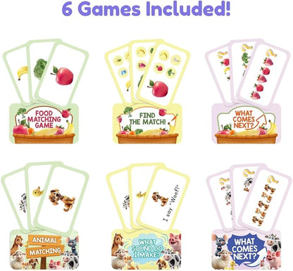 The Fidget Game Popplers, Matching Memory Game for Toddlers Early Learning & Educational Fidget Toy, Food & Farm Animals Popping Game, Teacher Must Have for Matching, Sound Recognition and First Words