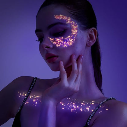 Teenitor Pink Glitter Glow in The Dark Glitter Gel, Pink Face Glitter Gel, Body Glitter Hair Glitter for UV Black Light Glow Party Raves Concerts