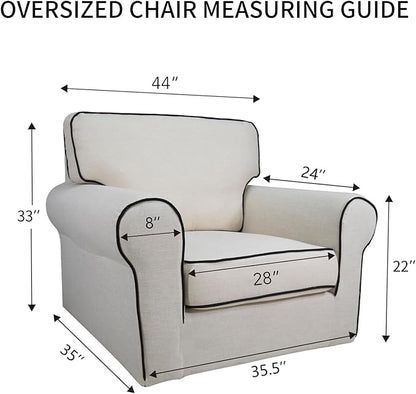 PureFit Reversible Quilted Sofa Cover, Water Resistant Slipcover Furniture Protector, Washable Couch Cover with Non Slip and Elastic Straps for Kids, Dogs, Pets (Oversized Chair, Light Gray/Ivory)