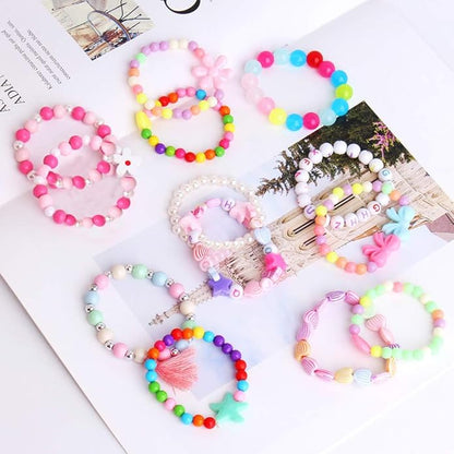 ONESING 22 Pcs Toddler Costume Jewelry Gift Princess Necklace Bracelet Set Girls Play Jewelry Kit Necklace Bracelet for Kids Play Dress Up