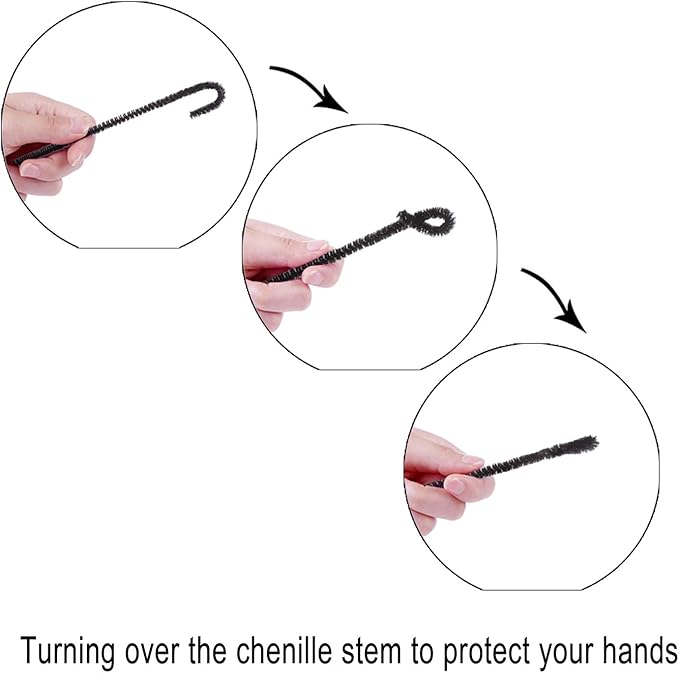 Caydo 200 Pieces Halloween Black Pipe Cleaners Craft Chenille Stems Bulk for Kids DIY Art Creative Crafts and Halloween Decoration (12 Inch x 6 mm)