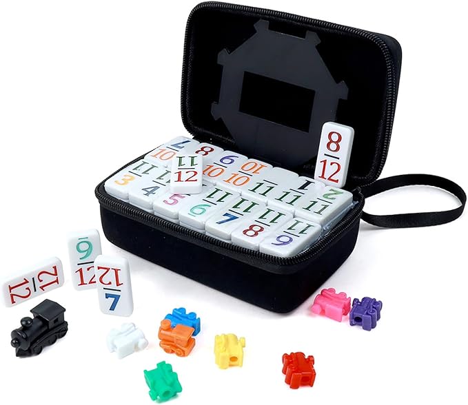 KAILE Mexican Train Dominoes Set with Numbers, Colorful Double 12 Numeral Mexican Train Dominoes Set with Durable Travel Case - Vibrant Fun for Family Game Night, Parties, and Gatherings