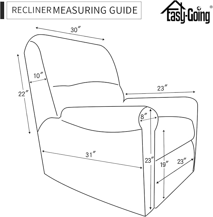 Easy-Going 4 Pieces Microfiber Stretch Recliner Slipcover – Spandex Soft Fitted Sofa Couch Cover, Washable Furniture Protector with Elastic Bottom for Kids, Pet(Recliner, Snow White)
