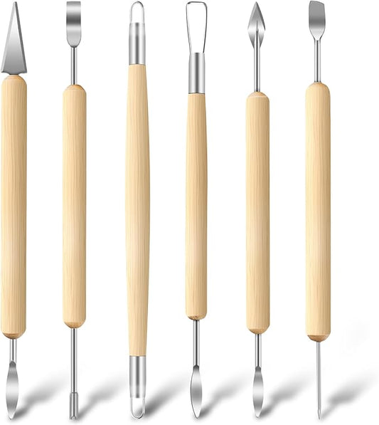 Jetmore 6 Pack Clay Tools Kit, Pottery Tools & Sculpting Tools, Polymer Modeling Clay Cutters Sculpture Set for Carving, Ceramics, Molding, DIY