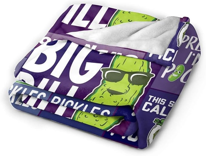 Custom Pickle Blanket with Name for Boys Girls, Personalized Cute Pickle Themed Design Printed Throw Blankets for Kids Lap, Chair Sofa, Giftable Blanket, 40"x 50"