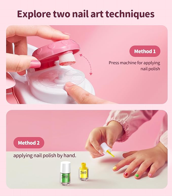 Geyiie Nail Polish Set Toys Nail Stickers, Nail Art Kits with Nail Dryer Glitter Pen for Girls, DIY Manicure Decoration Spooky Nail Decals Gifts