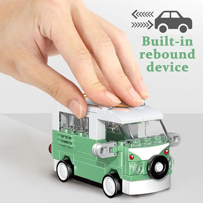 Pull Back Car Building Blocks Sets, Pull and Go Bus Model, 3D Assembly Vehicles for Boys and Girls Building Block Car Toys Party Favor for Kids Age 6 7 8 9 10, 407 Pieces