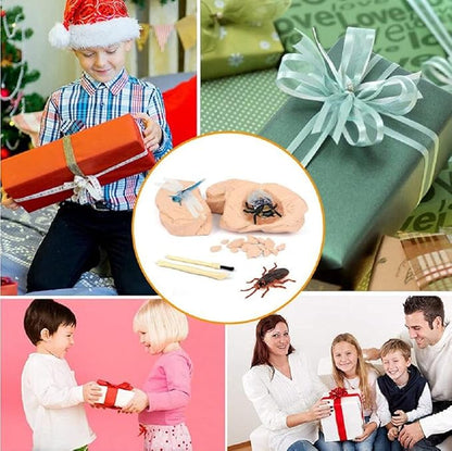 TRADE Big Bug Fossil Dig Kit - STEM Science & Educational Toys -Dig Up 12 Real Bugs Fly Ant Scorpion Lady Beetle Locust Cockroach Bumble Bee Cicada Dragonfly Cricket Praying Mantis Multicolored