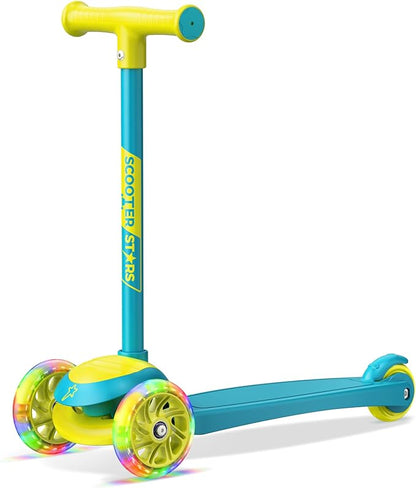 3 Wheel Scooter for Kids, Smooth Light Up LED Front Wheels, Wide Anti Slip Deck, Rear Foot Brake, Easy Lean to Steer Maneuvering, Indoor & Outdoor Ride On Toys for Ages 2 Up,