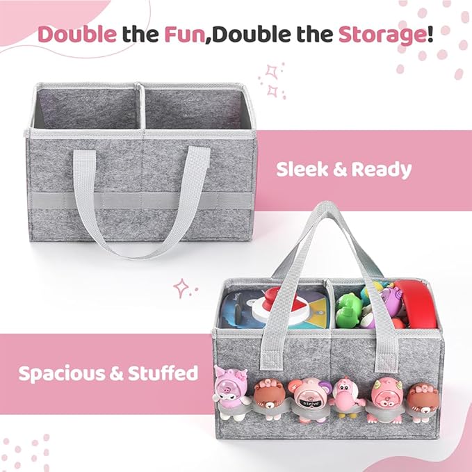 PISOSN Carrying Case for Toniebox Starter Set and Tonies Figurines, Travel Felt Cloth Musical Toy Folding Bag for Toniebox 2 & Accessories (Gray)