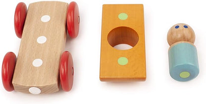 3 Piece Tegu Magnetic Racer Building Block Set, Orange