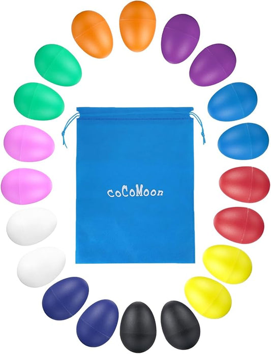 COCOMOON Egg Shakers Musical Instruments for Babies- 20Pcs Musical Maracas Percussion Instrument (10 Colors) Easter Egg Plastic Egg Shakers Kids Toys