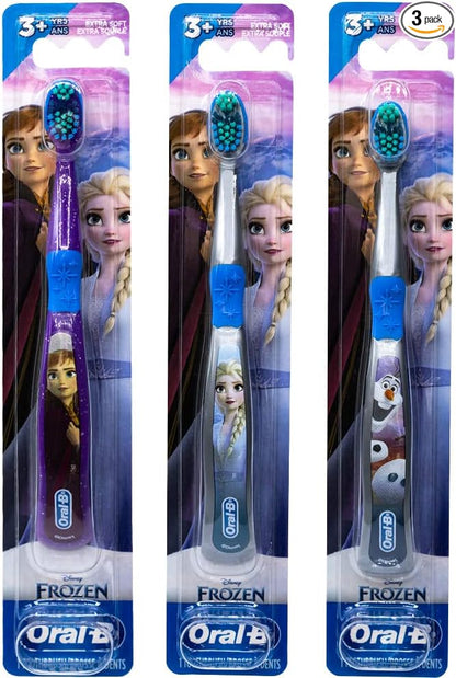 Oral-B Disney Frozen Toothbrush, 3+ YRS, Extra Soft (Characters Vary) - Pack of 3