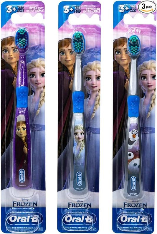 Oral-B Disney Frozen Toothbrush, 3+ YRS, Extra Soft (Characters Vary) - Pack of 3