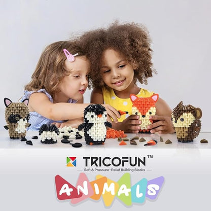 Creative Soft Building Blocks, Cute Animal kit Assembling Building Toys Gifts for Kids and 6+ Interactive Building Toy for Kids, Boys, and Girls (1102-RACOON)
