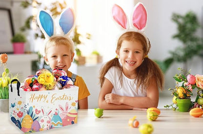 Rectangular Easter Baskets, Kids Easter Storage Bins Organizer.Cute Storage Basket with Handles.Boys and Girls,Easter Bunny Eggs Decor,Toys,Books,Easter Gifts (Easter Eggs)