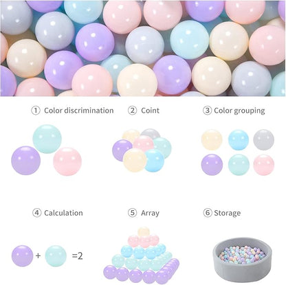 GOGOSO Macaron Ball Pit Balls 50 Pack - Enhance Decor and Enjoy Playtime Phthalate Free BPA Free