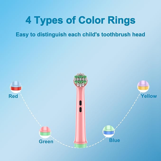 Kids Replacement Heads Compatible with Braun Oral B Kids Electric Toothbrush, Extra Soft Replacement Toothbrush Heads for Gentle Care, Kids Toothbrush Heads are for Ages 3+ and 6-12, 8 Count
