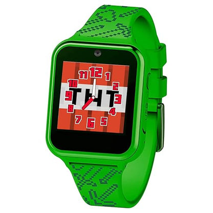 Accutime Microsoft Minecraft Green Educational Learning Touchscreen Smart Watch Toy for Boys, Girls, Toddlers - Selfie Cam, Learning Games, Alarm, Calculator, Step Tracker & more! (Model: MIN4045AZ)