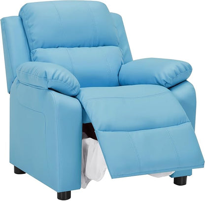 Macaron Kids Reclining Chair Recliner Dual Storage Armrest Leather Sofa Toddler Youth Children Child Ages 2-8