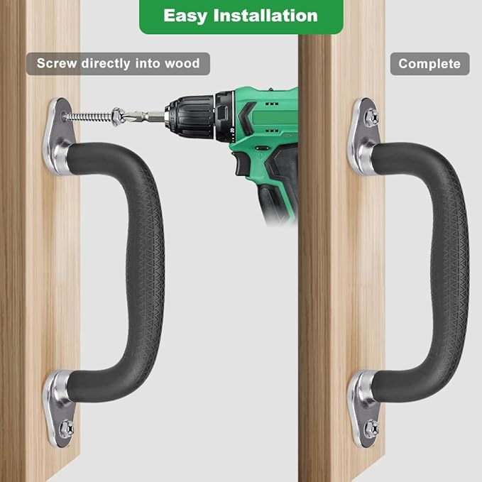 SELEWARE Black Playground Safety Handles, Non-Slip Kids Playground Grab Handle, Durable Indoor Outdoor Playset Handles for Playhouse, Treehouse, Climbing Frame, Jungle Gym, Swing Set, 4 Pack