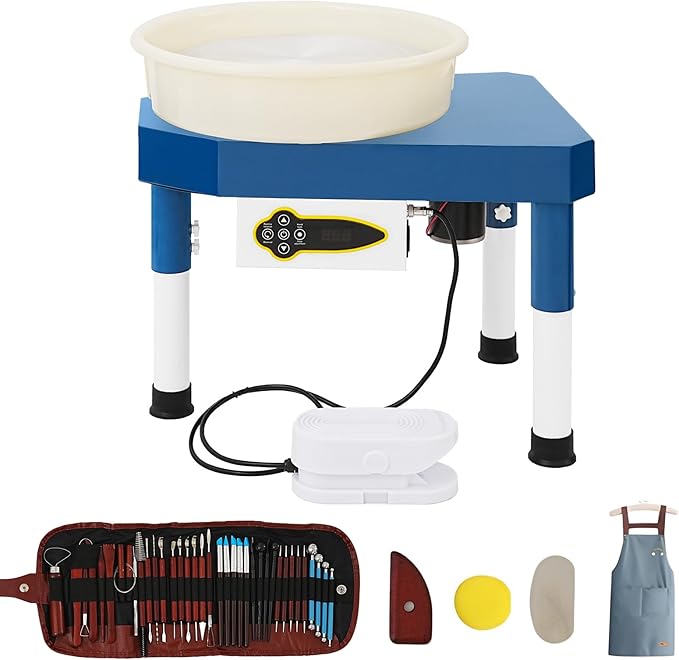 450W 14" Electric Pottery Wheel with LCD Panel Adjustable Speed Foot Pedal,Detachable Basin,Heighten Desk Legs,Clay Toolfor Kids, Adults, Beginners, Home DIY & Professional Pottery Making