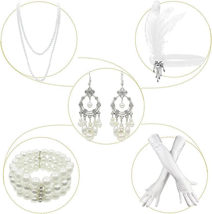 1920's Sequins Flapper Dress Children's Day Gift Party Halloween Costumes for Girls Accessories Set