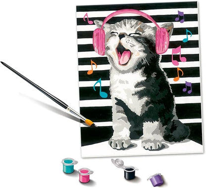 Ravensburger Singing Kitten Paint by Numbers Kit for Children - Painting Arts and Crafts for Kids Age 12 Years Up