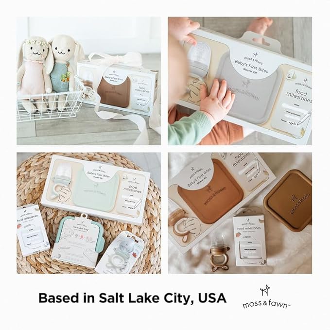 Baby’s First Bites Starter Kit – Ice Cube Tray, Forage Feeder, Freezer Mold & Pacifier Feeder –Milestone Magnet for Food Tracking & Feeding Tips – Baby Food Prep Essentials - Terracotta