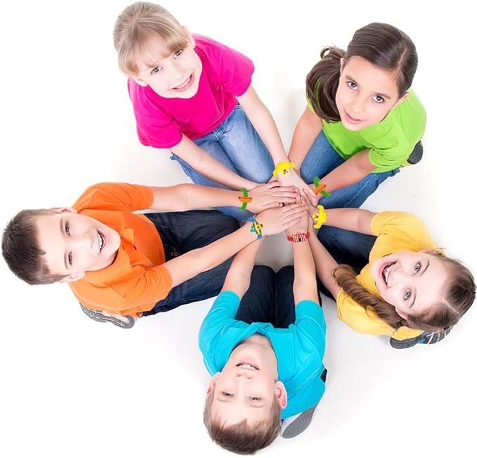 ArtCreativity Carnival Rubber Bracelets for Kids, Set of 12, Colorful Stretchy Rubber Wristbands for Boys and Girls, Fun Birthday Party Favors for Children, Goodie Bag Fillers, Carnival Prize