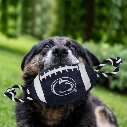 Pets First NCAA Penn State Nittany Lions Football Dog Toy, Tough Quality Nylon Materials, Strong Pull Ropes, Inner Squeaker, Collegiate Team Color