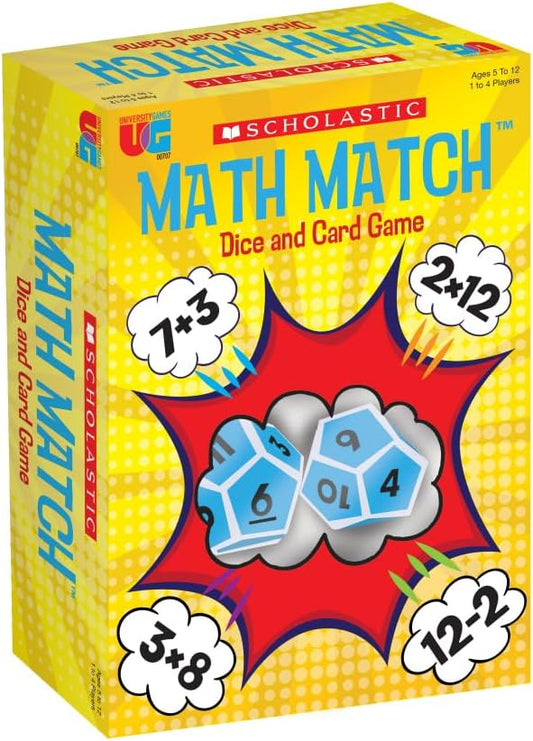 University Games, Scholastic Math Match Travel Dice Game, Mathematics Reinforcement Game for Kids, for 2 or More Players Ages 5 and Up