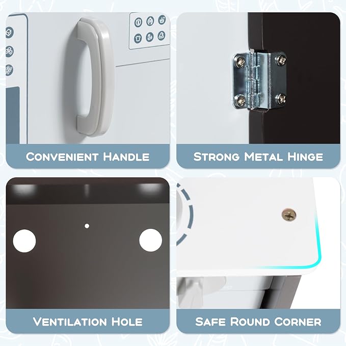 Costzon Kids Kitchen Playset, Wooden Pretend Play Toy Set with Realistic Sound, Microwave, Oven, Washing Machine, Refrigerator, Sink, Play Kitchen for Toddlers, Gift for Boys Girls Age 3+