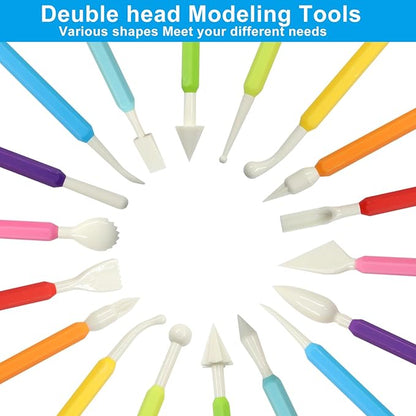 Rierdge 9 PCS Clay Tools, Double-Ended Sculpting Tools Set for Air Dry Clay, Polymer Clay, Pottery, Cake Decorating