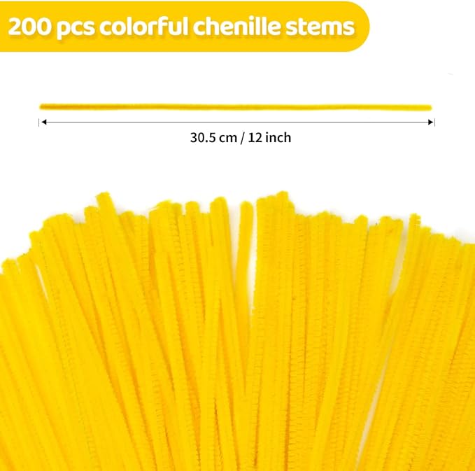 Eppingwin 200pcs Pipe Cleaners, Yellow Pipe Cleaners Craft Supplies,Chenille Stems for DIY Arts Crafts Project(Yellow)