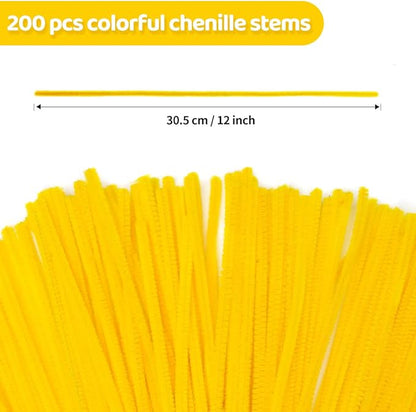 Eppingwin 200pcs Pipe Cleaners, Yellow Pipe Cleaners Craft Supplies,Chenille Stems for DIY Arts Crafts Project(Yellow)