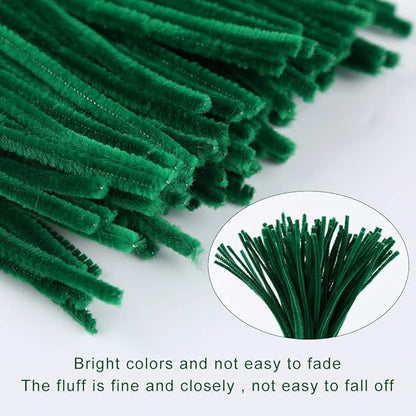 100Pcs Pipe Cleaners, Pipe Cleaners Craft, Creative Craft Pipe Cleaners for Festivals Flower Making, Chenille Stems Crafting Pipe Cleaners Supplies for Home DIY Decorations/Dark Green