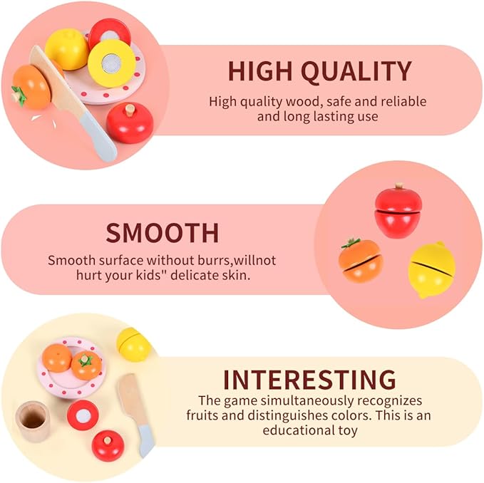 Sdstone Wooden Blender Toys-Fruit Juicer Maker Toy,Wooden Toy Mixer Food Play Kitchen Accessories for Kids,Toy Blender for Kids Aged 3 and Up