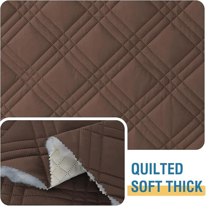 H.VERSAILTEX 100% Waterproof Recliner Chair Cover Non-Slip Reclining Cover for Electric Power Lift Recliner Chair Washable Reclining Chair/Furniture Protector for Kids, Pets,Brown/Beige