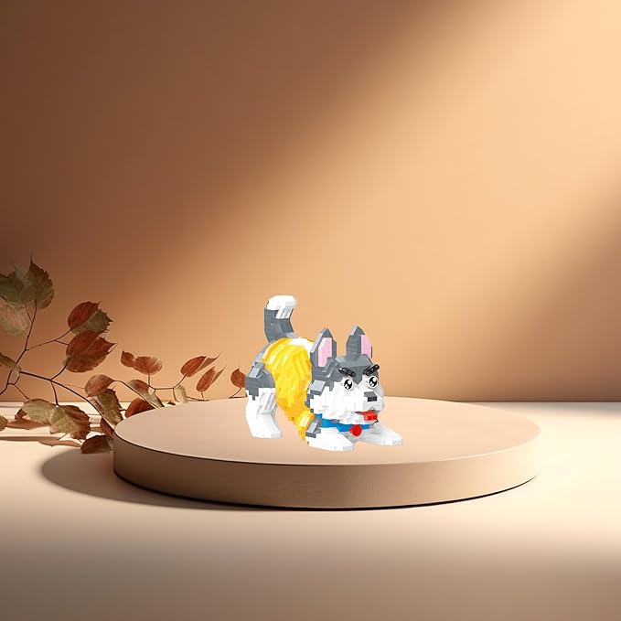 Cute Animal Building Blocks, Pet Micro Mini Building Blocks for Adults and Kids Age 6+ Gift Toy 952 Pcs (Yellow Husky)