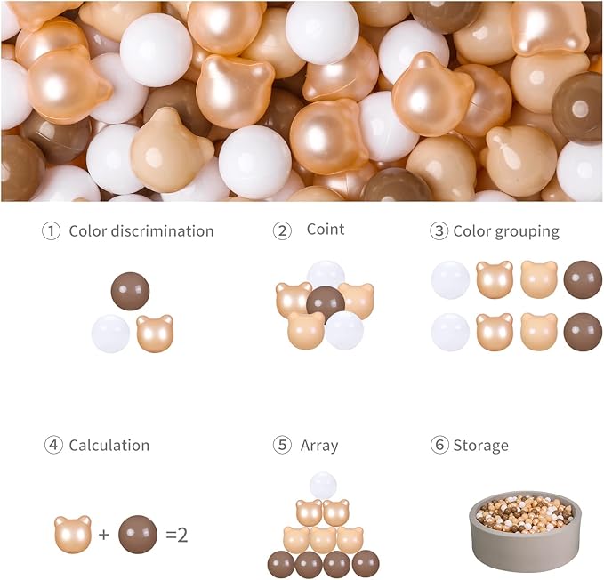 GOGOSO Bear Ball Pit Balls Shapes BPA Free Plastic Play Balls Crush Proof Kids Toddlers Baby Pastel Pelotas Toy Shaped Giant Friendship Bracelet