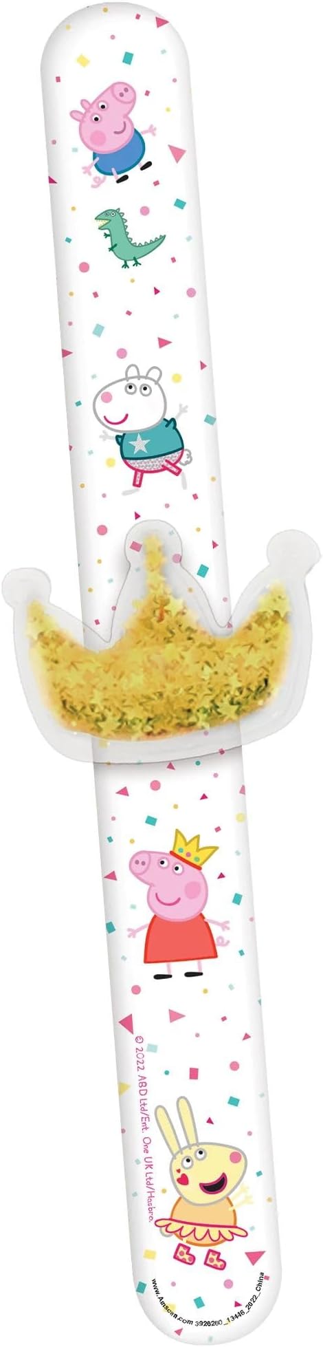 Amscan Peppa Pig Confetti Party Slap Bracelets - 9.25" x 2" | White | Pack of 4