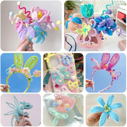 Pipe Cleaners Bulk Pastel,300 Pcs Thick Pipe Cleaner Crafts Supplies 7 Assortment Macaron Color Chenille Stems for Arts and Craft Projects Creative DIY Decorations(Candy color-300pcs)