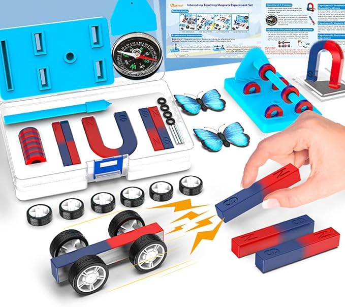Labs Junior Science Magnet Set for Experiment Education Tools Physics Toys for Kids Icluding Bar/Ring/Horseshoe/Compass Magnets