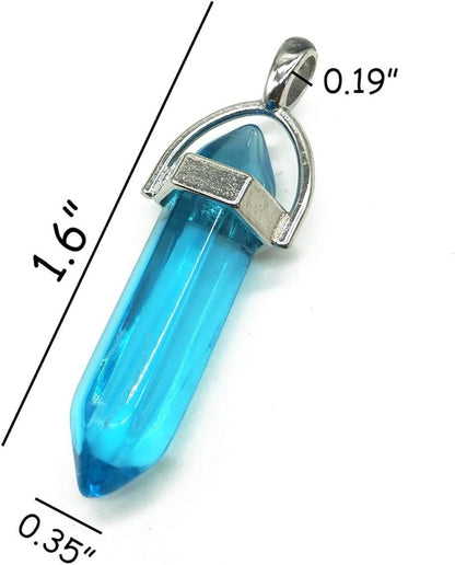 TIHOOD 30PCS/Set DIY Healing Pointed Chakra Beads Crystals Stone Random Color Beads Pendant for Pendant Necklace Jewelry Making with Black Leather Necklace Chain