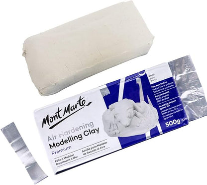 Mont Marte White Air Hardening Modeling Clay, 500g (1.1lb). Dries in Approximately 24 Hours. Suitable for Sculptors and Modelers of All Skill Levels.