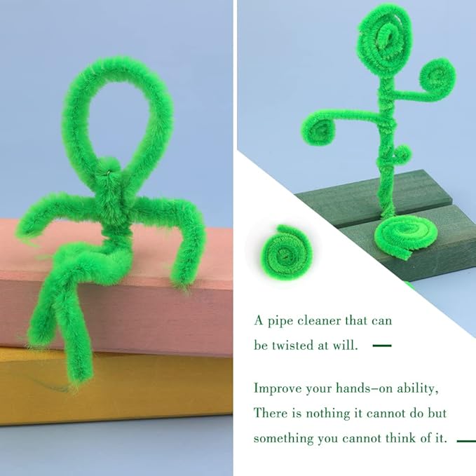 100 Pieces Pipe Cleaners Chenille Stem, Fruit Green Pipe Cleaners Set for DIY Arts Crafts Decorations, Chenille Stems (Fruit Green)